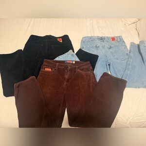 3 Pairs of Empyre Jeans - Black corduroy, Blue denim, Brown corduroy. Size 26 27